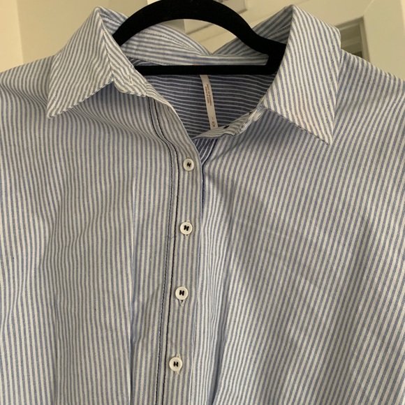 Free people pin stripe cut off button up - Picture 7 of 9